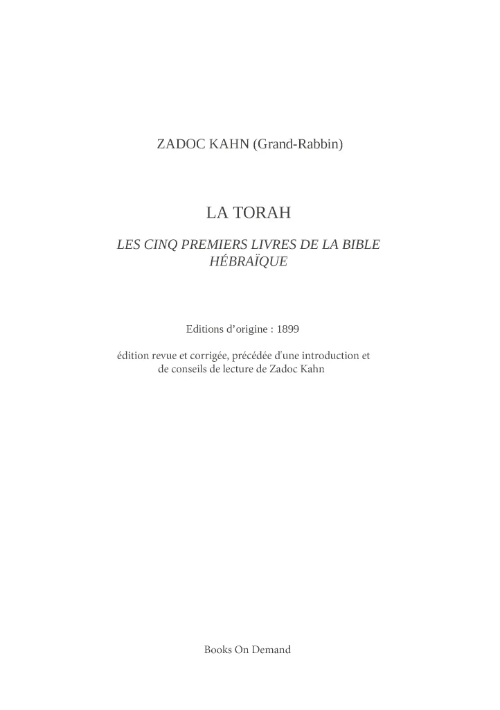 La Torah (édition revue et corrigée, précédée d'une introduction et de conseils de lecture de Zadoc Kahn) - Image 17