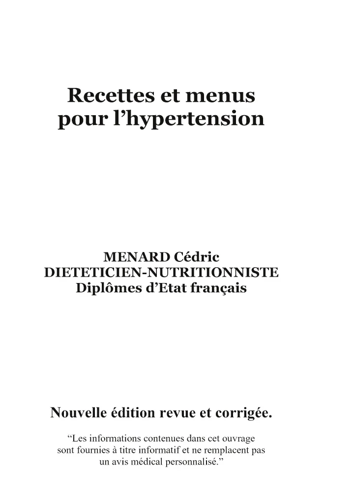Recettes et menus pour l'hypertension. - Image 41