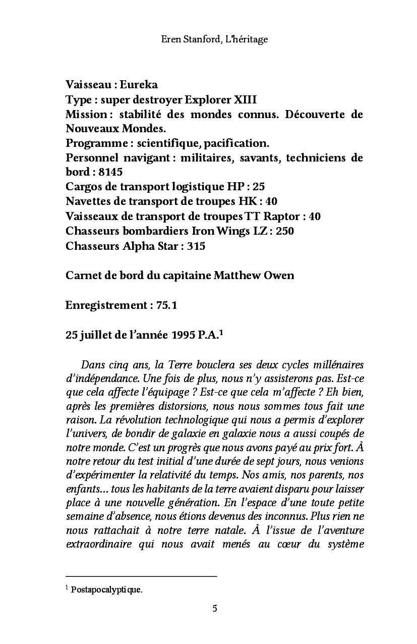 Eren Stanford, L'héritage - Image 2