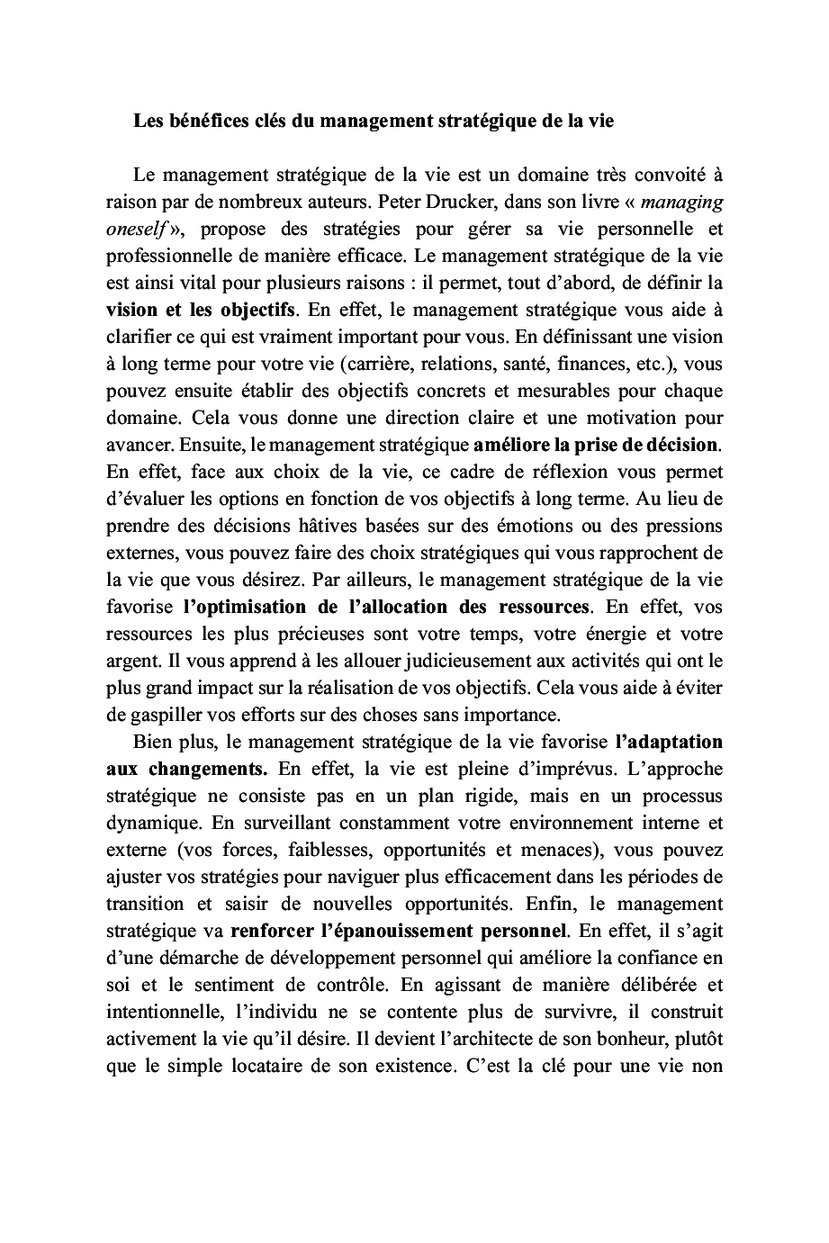 L'art de formuler sa stratégie de vie gagnante